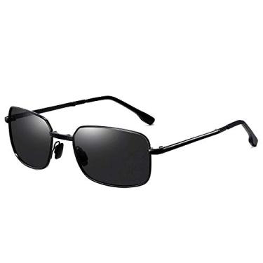 Imagem de Oculos de Sol Masculino AORON Dobrável Polarizado Óculos de Sol Retangular Armação de Metal Proteção uv400 (C3)