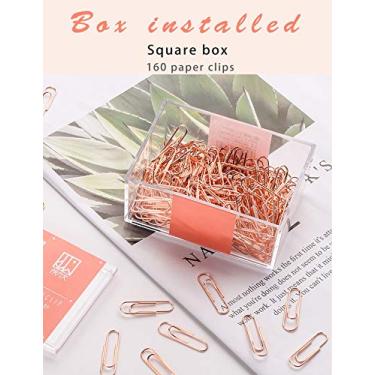 Imagem de Conjunto de clipes de papel Legou com caixa para escritório, ouro rosa, 100 peças de clipes de papel + 5 canetas