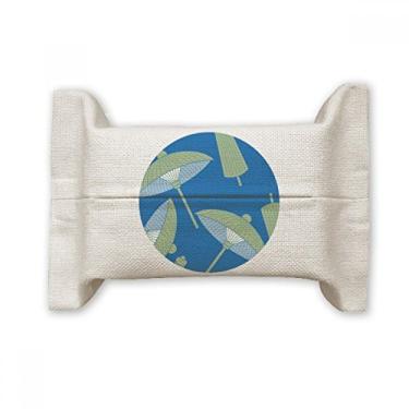 Imagem de Guarda-chuva de papel verde com estampa de nuvens para lenços faciais, saco de linho de algodão