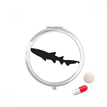 Imagem de Caixa de armazenamento de remédios preta com contorno de peixe Biologia de tubarão preto