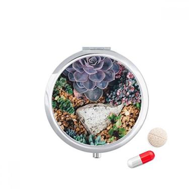 Imagem de Porta-comprimidos, caixa de armazenamento de remédios com estampa de flor de pedra