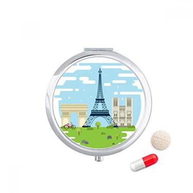 Imagem de Caixa de comprimidos com ilustração de marco da França da Torre Eiffel, caixa de armazenamento de medicamentos, dispensador de recipiente