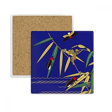 Imagem de Pintura de folha japonesa inseto quadrado porta-copos tapete caneca subplaca suporte isolamento pedra