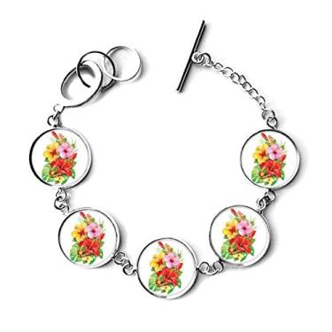 Imagem de DIYthinker Buquê de flores Borboleta Melhor Desejo Pulseira Corrente Pingente Joia