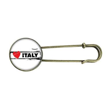 Imagem de I Love Italy Palavra Love Heart Ilustration Broche de Metal Retrô Joias