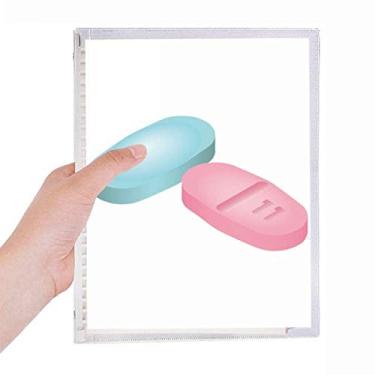 Imagem de Produtos de cuidados com a saúde, caderno com estampa de pílulas, diário de folhas soltas recarregável, papelaria
