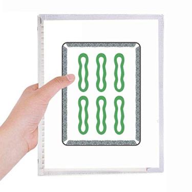 Imagem de Caderno Mahjong Bamboo Bar 6 azulejos padrão folha solta diário recarregável artigos de papelaria