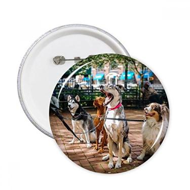 Imagem de Bonitos cães animais de estimação imagem redonda pinos distintivos decoração roupas 5 peças presente