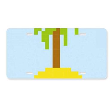 Imagem de DIYthinker Placa de carro Summer Sail Coconut Tree Pixel Decoração de carro Acessório de aço inoxidável