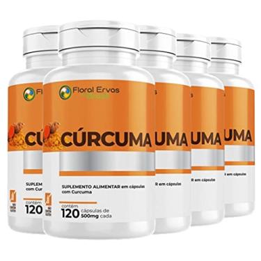 Imagem de Floral Ervas do Brasil, Cúrcuma 500 mg 5x 120 Cápsula Açafrão Tumérico Açafrão Índia