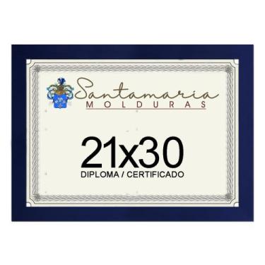 Imagem de Moldura Porta Diploma Certificado A4 21X30 Azul - Santamaria Molduras