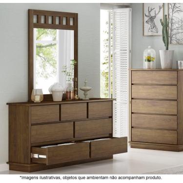 Imagem de Penteadeira Em Madeira Maciça Com Espelho 7 Gavetas Orleans Castanho - Straub Web
