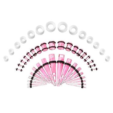 Imagem de Memsion Kit de alongamento de orelha 50 peças 14Gauges-00Gauges Brincos Piercing Kit, 14G-00G, Acrílico, Sem Pedra Preciosa