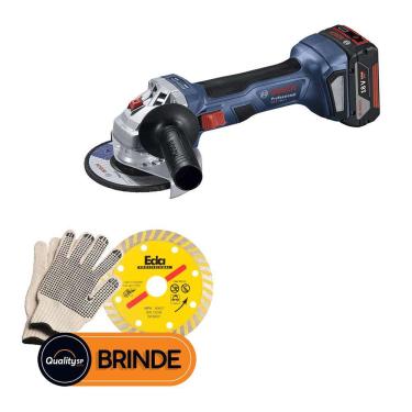 Imagem de Esmerilhadeira à Bateria Bosch GWS 180-LI 18V 700W 2 Baterias + Acessórios