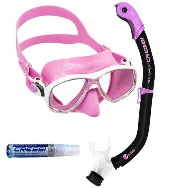Imagem de Kit de Mergulho Máscara+Respirador Cressi Marea Color + Orion Dry + Anti Fog Sea Gold-Unissex