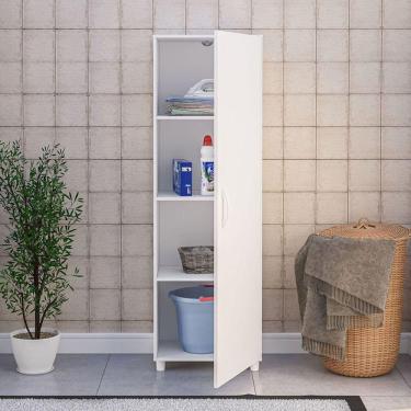 Imagem de Armário Multiuso 1 Porta 4 Prateleiras Aracaju Politorno Branco