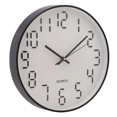 Imagem de Relógio  Parede Em Plástico Quartz Branco C/ Preto 30,5 X 4 - Lyor