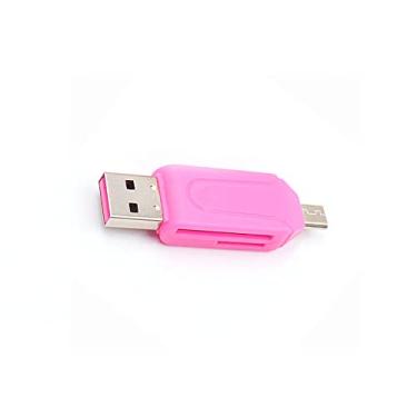 Imagem de Leitor de cartão micro USB 2.0 2 em 1OTG adaptador micro leitor de cartão de memória portátil para SD, Micro SD, SDXC, SDHC, Micro SDHC, Micro SDXC (rosa)