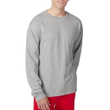 Imagem de Hanes Camiseta Essentials, bolso de algodão, camisetas de manga comprida para homens, Aço leve, 3G