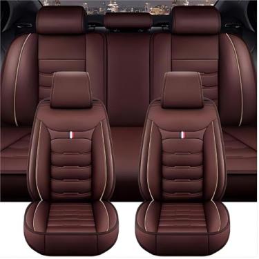 Imagem de Conjunto completo de capas de assento de carro para Toyota Verso 2009 2010 2011 2012 2013 2014 2015 2016 2017 2018, 5 assentos antiderrapantes à prova d'água respirável protetor de assento de couro acessórios, café