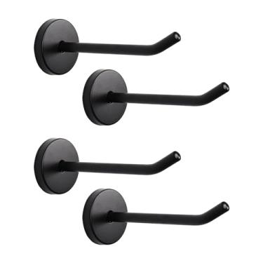 Imagem de Rannb Ganchos de aço inoxidável para toalhas, ganchos de parede resistentes para pendurar roupas, suporte de toalha para quarto, cozinha, armário de 100 mm de comprimento, superfície escovada preta