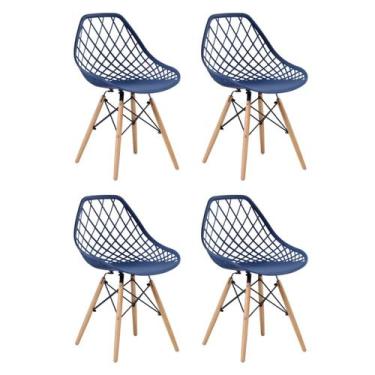 Imagem de Kit 4 Cadeiras Para Sala De Jantar Veneza Azul Marinho - Fratini Móvei