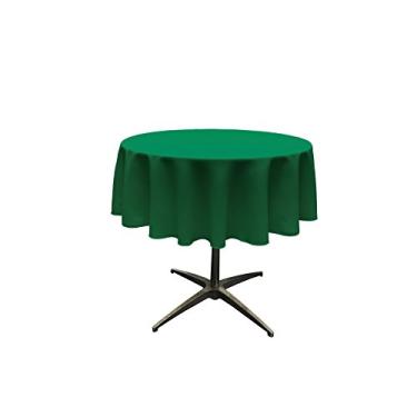 Imagem de LA Linen Toalha de mesa redonda lavável de popelina de poliéster, capa de mesa resistente a manchas e rugas 129,5 cm, toalha de mesa de tecido para jantar, cozinha, festa, férias, 129 polegadas, verde