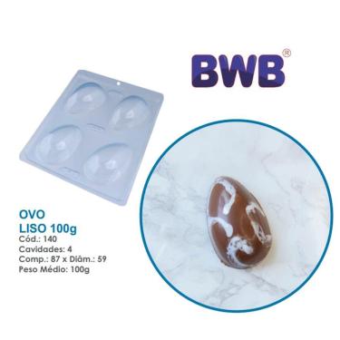 Imagem de Forma de ovo de pascoa liso 100g bwb simples 140 Tradicional Chocolate