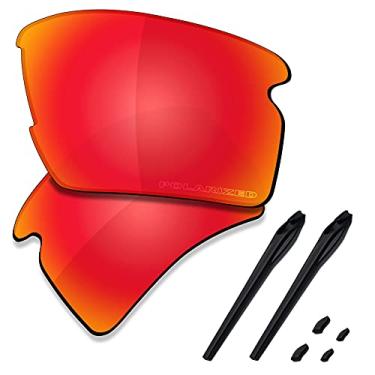 Imagem de SAUCER Lentes de reposição premium e kits de borracha para óculos de sol Oakley Flak 2.0 XL OO9188 de alta definição - Vermelho fogo polarizado