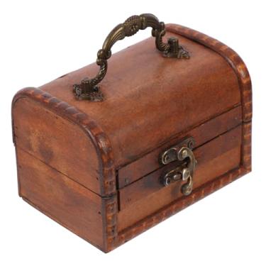 Imagem de Holibanna caixa armazenamento baú organizador estojo joias vintage caixa madeira porta joias madeira anel caixa presente recipiente