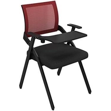 Imagem de Cadeira para funcionários Sala de conferências Cadeira de escritório Cadeira de treinamento dobrável com quadro de escrita Mesa escolar e cadeira Cadeira de uma peça com cerca de 50 kg, verm
