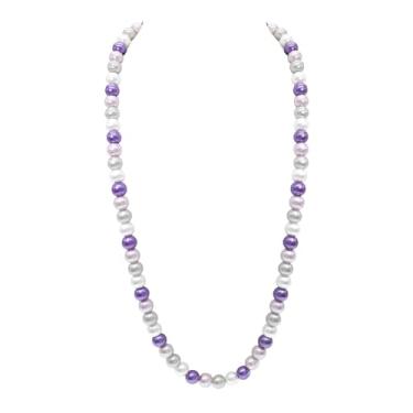 Imagem de JNF Colar de pérola grande para mulheres colar de pérola grossa colar grande falso colar e brincos conjunto de colar de pérolas dos anos 20 bijuteria fantasia, Pérola sintética, Sem Pedra Preciosa