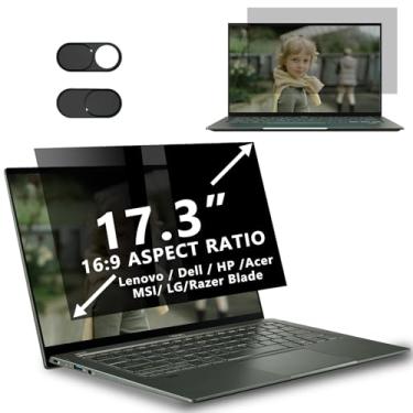 Imagem de Filtro de tela de privacidade para laptop de 17,3 polegadas compatível com HP/Dell/Acer/Samsung/Lenovo/Toshiba, etc. e outras telas de 17,3 polegadas para tela widescreen 16:9, tela de privacidade de