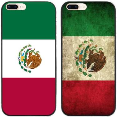 Imagem de 2 peças retrô bandeira do México impressa TPU gel silicone capa traseira para Apple iPhone (iPhone 7 Plus/iPhone 8 Plus)