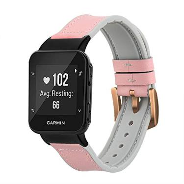 Imagem de DuiGong compatível com Garmin Forerunner 35 pulseiras de substituição, couro e alça de silicone com adaptadores - M, Vermelho, S/M & M/L