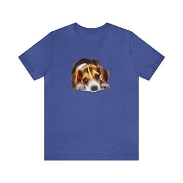 Imagem de Beagle 'Daisy Mae' - Camiseta de manga curta unissex Jersey by Doggylips™, Azul royal mesclado, 3G