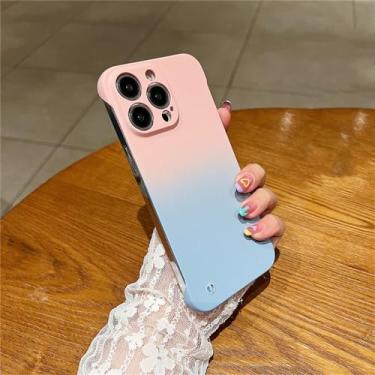 Imagem de Capa sem moldura gradiente para iPhone 15 14 13 12 11 Pro Max Mini capa traseira para iPhone 15 14 8 7 Plus XR X XS Max, rosa azul, para iPhone 12 Mini