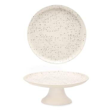 Imagem de Boleira em Cerâmica Decorativa, 26cm Flat Chuvisco, Oxford