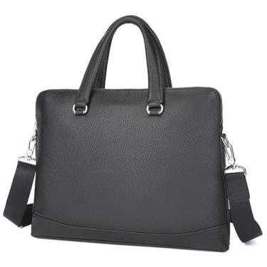 Imagem de Maleta masculina de couro legítimo, bolsa mensageiro de viagem de negócios, bolsa para laptop de 35,5 cm, bolsa de computador para escritório e faculdade, a