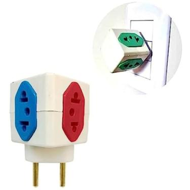 Imagem de Adaptador Elétrico Cubo 3D Power Com 3 Entradas de Tomada 10A e 1 Entrada de Tomada 20A CORES SORTIDAS
