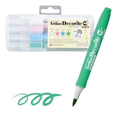 Imagem de Caneta Shachihata EDF-F/4PSH1 Art Line Pen, Deco Light, conjunto de 4 cores, 1, pincel