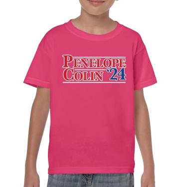 Imagem de Penelope Colin 2024 Camiseta juvenil divertida eleição presidencial humor voto para presidente piada cultura pop meme crianças, Rosa choque, M