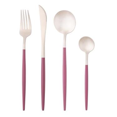 Imagem de WOLFF Faqueiro de Aço Inox Kyoto Champanhe e Nude 24 Peças - Jogos de Talheres - Mesa Posta - Utensílios de Cozinha, Enxoval, Casamento, Decoração