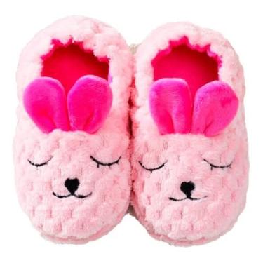 Imagem de Pantufa Infantil Antiderrapante Menina Coelha Pelo Inverno