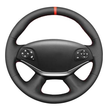 Imagem de MEWANT Capa de volante de couro artificial preto costurado à mão para Chevrolet Impala 2014-2020 acessório interior de carro