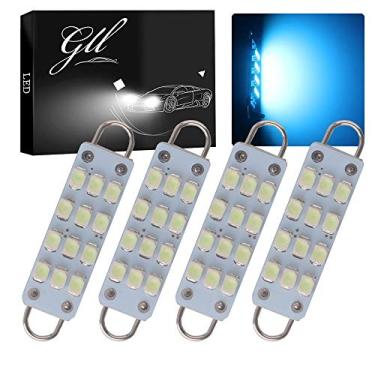 Imagem de 4 x 44 mm (1,73") 12-SMD 1210 3528 Chip Rigid Loop Festoon Lâmpadas LED para interior de carro, luzes de cortesia 561 562 567 (pacote com 4, azul gelo)