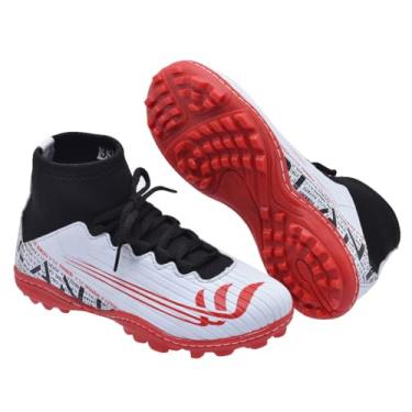 Imagem de Chuteira Society Botinha Blank Star com Solado Costurado Reforçada (BRANCO VERMELHO, BR, Adulto, Numérico, 33)