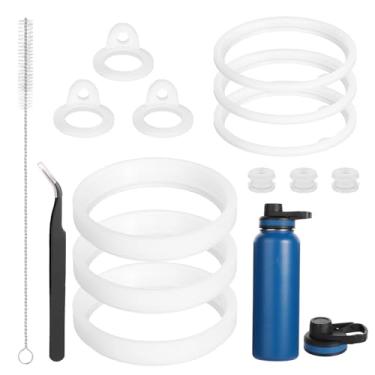 Imagem de 14 peças de juntas de silicone para garrafa de água, anéis de vedação de garrafa com pinça, plugues de drenagem, escova de palha, acessórios de peças de reposição para garrafa térmica 24/32/40/1,814