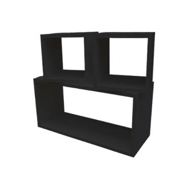 Imagem de Kit 3 Nichos 50x25/20x20/20x20/ 20 Cm Profundidade Decoração Cor Preto