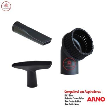 Imagem de Kit 3 Bicos Redondo Escova, Estofado e Fresta Aspirador de Pó Arno Div